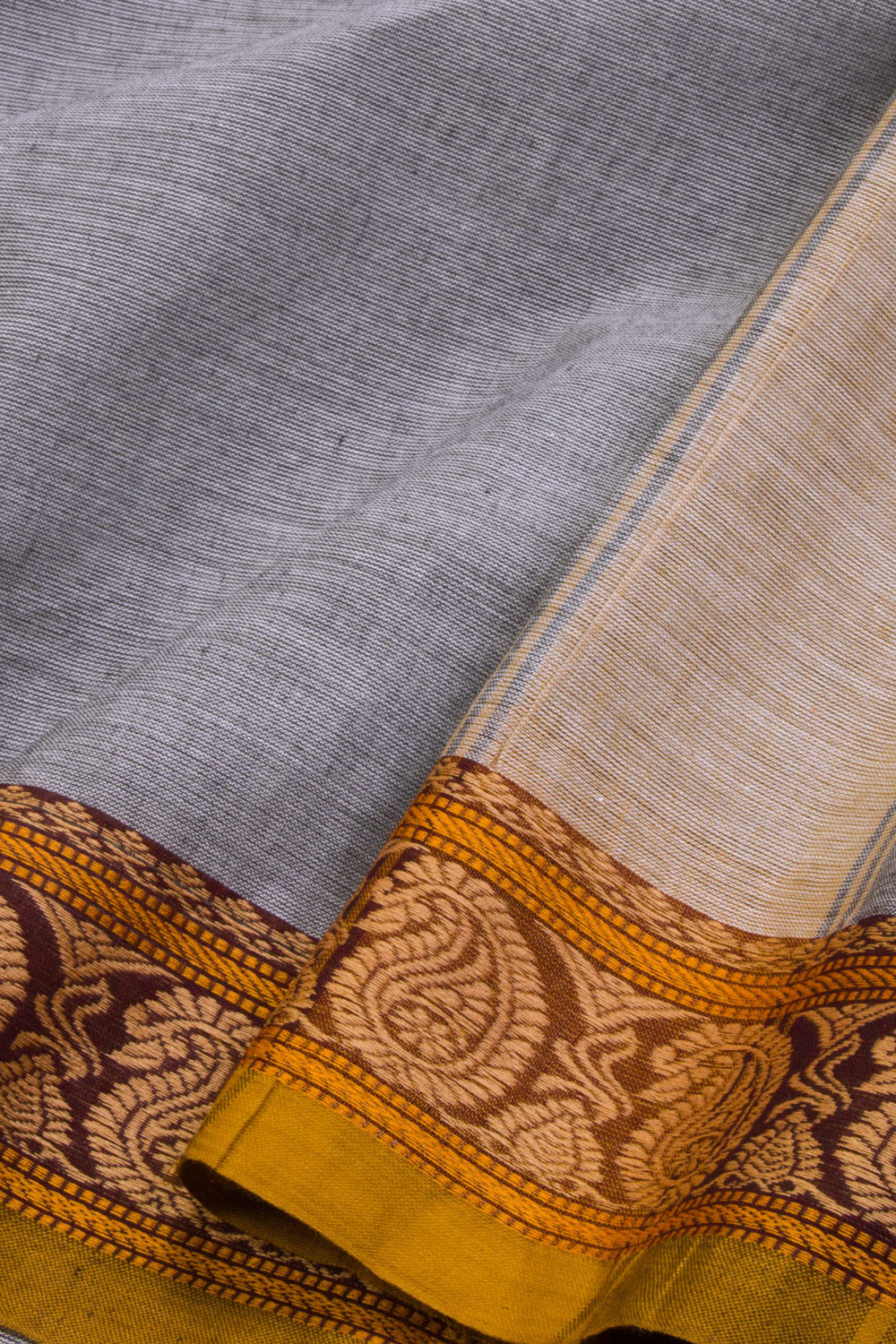 Grey Handwoven Kanchi Cotton Saree 10069291 - Avishya