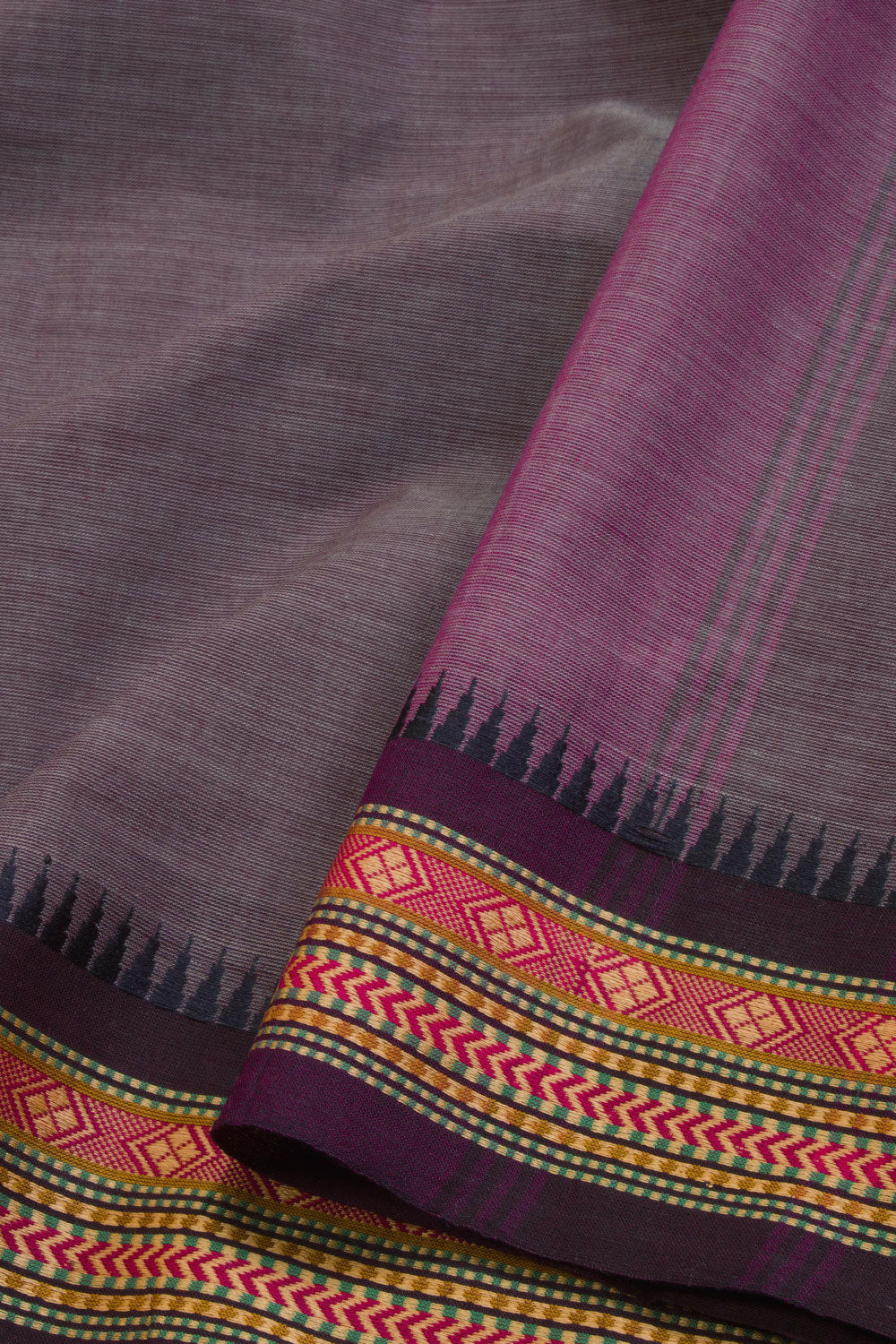 Grey Handwoven Kanchi Cotton Saree 10069296 - Avishya