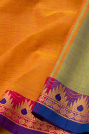 Orange Handwoven Kanchi Cotton Saree 10069306 - Avishya