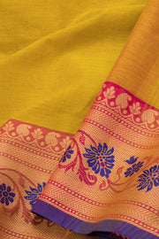 Yellow Handwoven Kanchi Cotton Saree 10069383 - Avishya