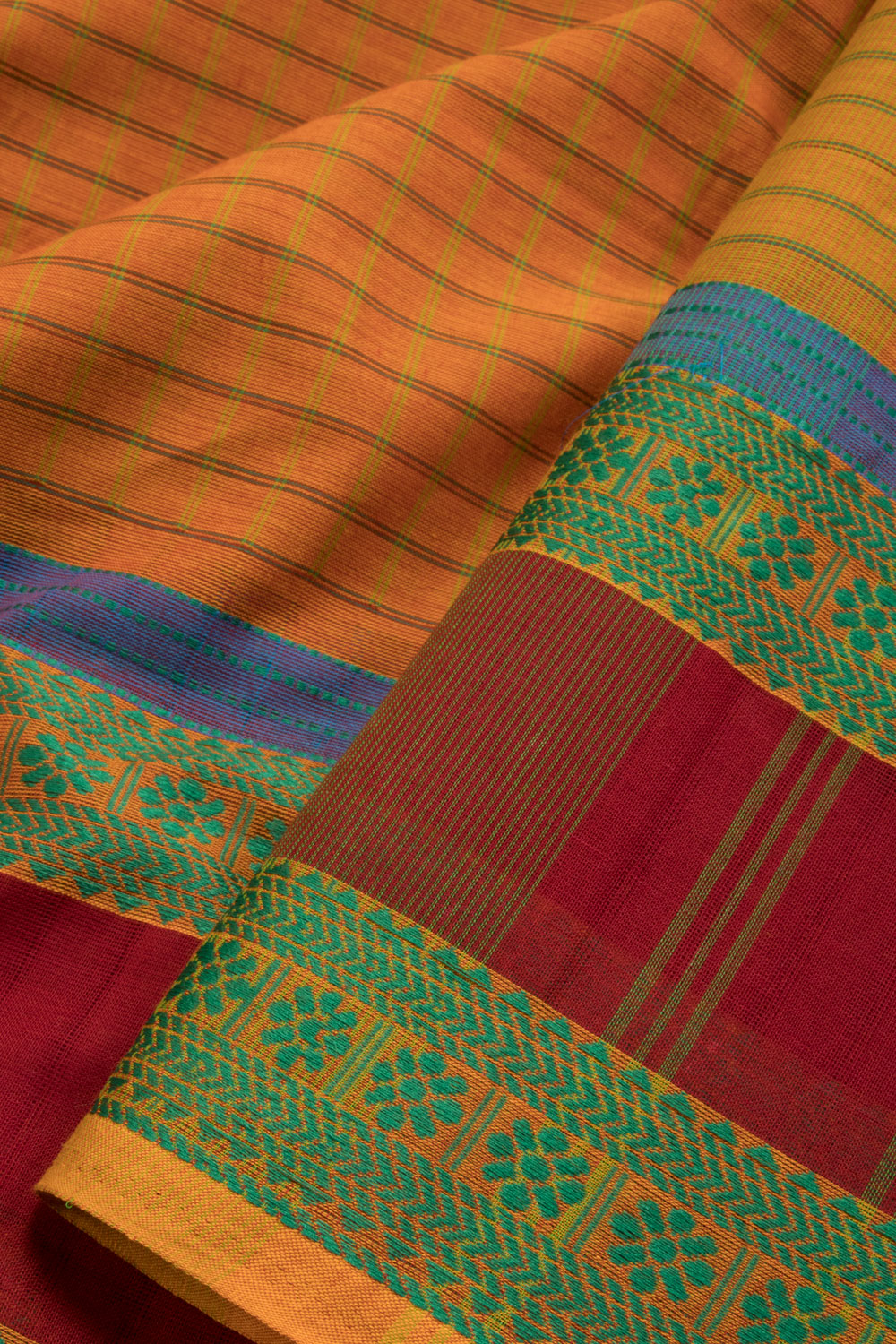 Orange Handloom Kanchi Cotton Saree 10069388