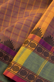 Brown Shot Purple Handwoven Kanchi Cotton Saree