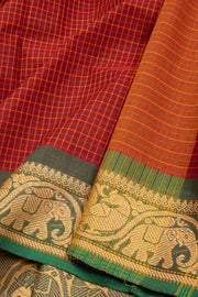 Maroon Handloom Kanchi Cotton Saree