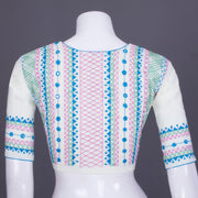 Cream Kantha Embroidered Cotton Blouse 10069564 - Avishya