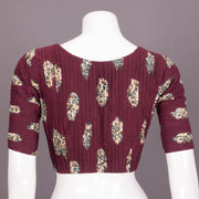 Maroon Handblock Printed Cotton Blouse 10069801 - Avishya