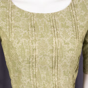 Bamboo Dust Green Vanashringaram Handblock Printed Cotton Blouse 10076543