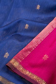 Blue Handloom Maheshwari Silk Cotton Saree 10068646 - Avishya