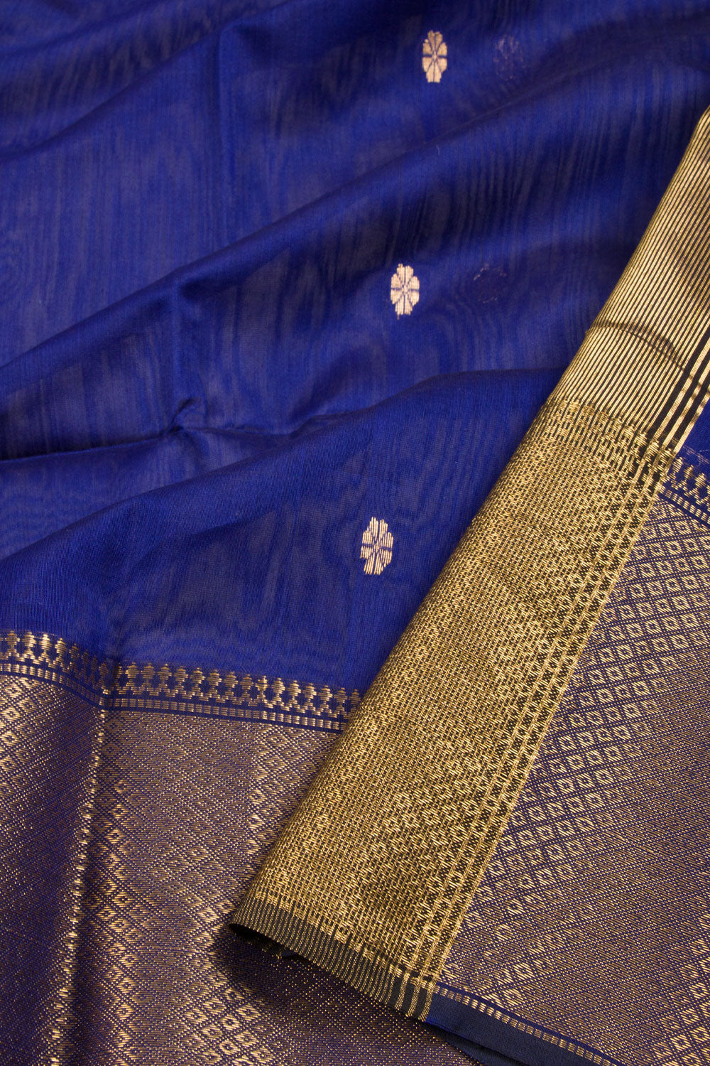Blue Handloom Maheshwari Silk Cotton Saree 10068650 - Avishya