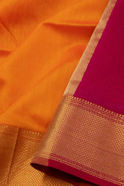 Orange Maheshwari Silk Cotton Saree 10075241