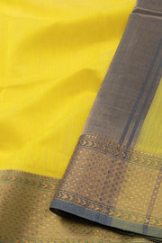 Yellow Maheshwari Silk Cotton Saree 10075243
