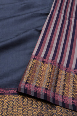 Grey Maheshwari Silk Cotton Saree 10075244