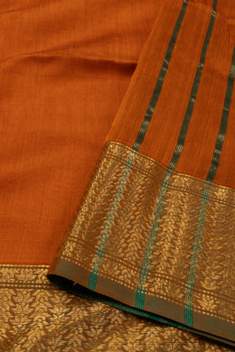 Orange Maheshwari Silk Cotton Saree 10075245