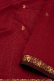 Red Maheshwari Silk Cotton Saree 10075258