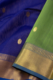Blue Maheshwari Silk Cotton Saree 10075272