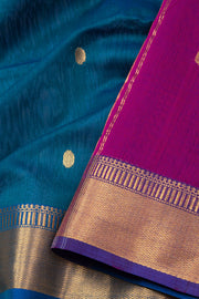 Blue Maheshwari Silk Cotton Saree 10075273