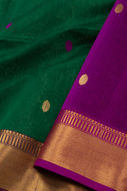 Green Maheshwari Silk Cotton Saree 10075274