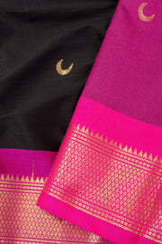 Black Handloom Chandrakon Paithani Silk Saree 10073626