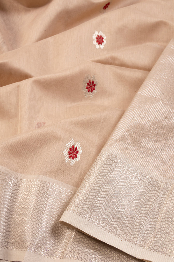 Beige Handloom Maheshwari Silk Cotton Saree 10068638
