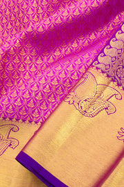Magenta Pure Zari Jacquard Kanjivaram Silk Saree 10062458