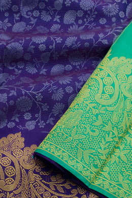 Honey Flower Violet Handloom Kanjivaram Silk Saree 10062459