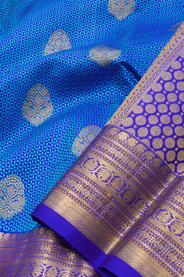 Blue Pure Zari Jacquard Kanjivaram Silk Saree 10062463