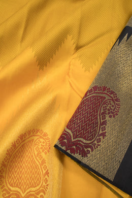 Yellow Pure Zari Jacquard Kanjivaram Silk Saree 10063131