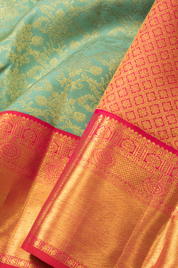 Teal Green Korvai Kanjivaram Silk Saree - Avishya