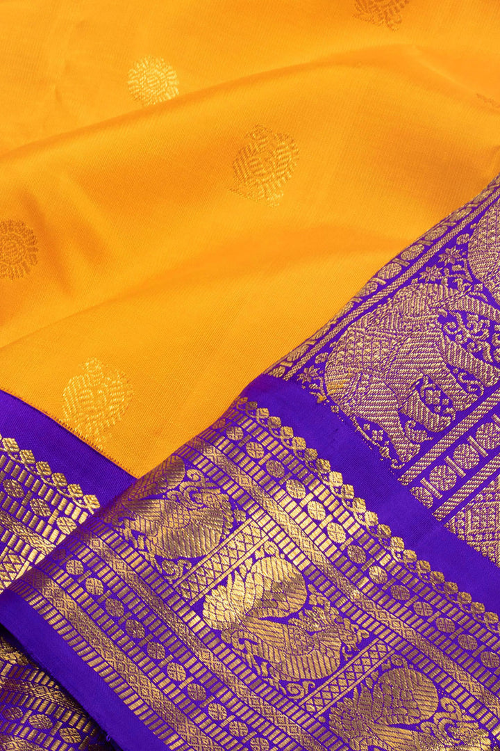 Yellow Handloom Bridal Korvai Kanjivaram Silk Saree 10069162 - Avishya