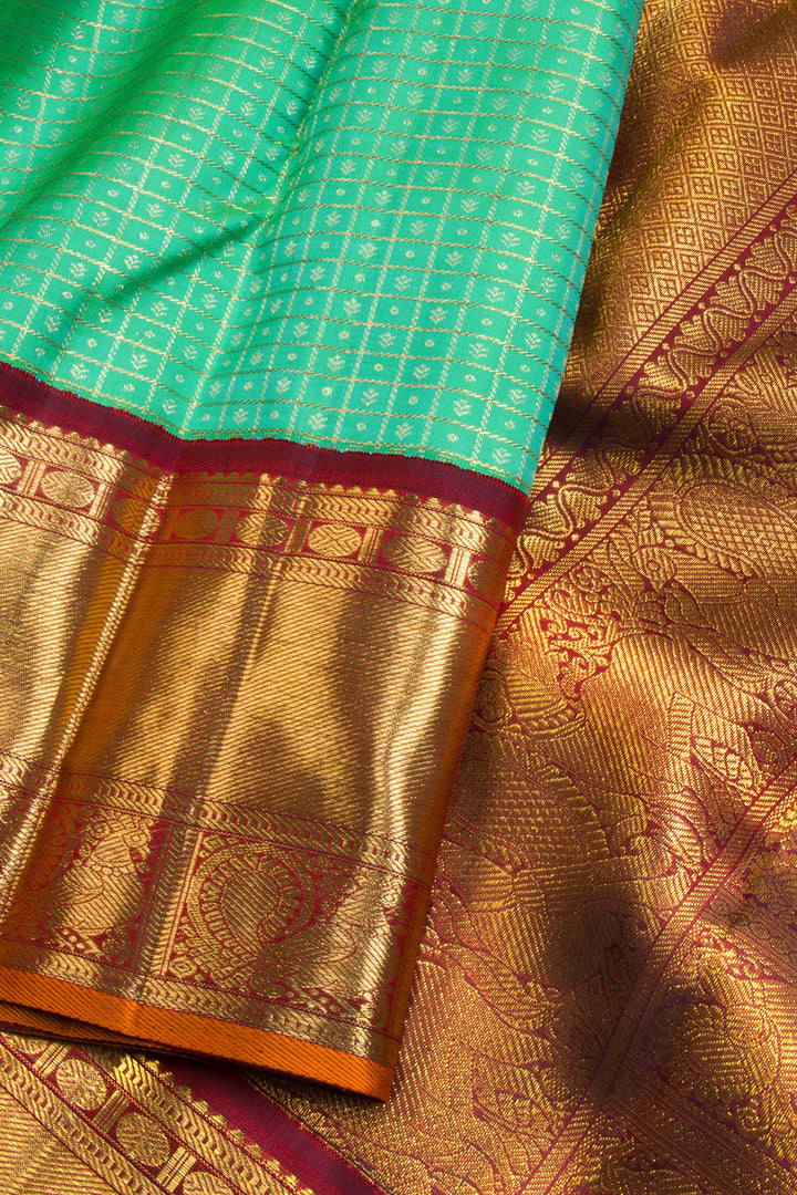 Green Handloom Bridal Korvai Kanjivaram Silk Saree 10069184 - Avishya