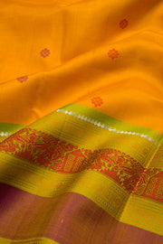 Yellow Handloom Threadwork Kanjivaram Silk Saree 10069269 - Avishya