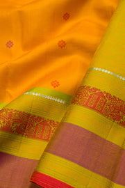 Yellow Handloom Threadwork Kanjivaram Silk Saree 10069269 - Avishya