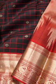 Black Handloom Kanjivaram Silk Saree 10069271 - Avishya