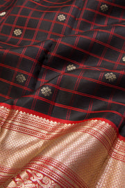 Black Handloom Kanjivaram Silk Saree 10069271 - Avishya