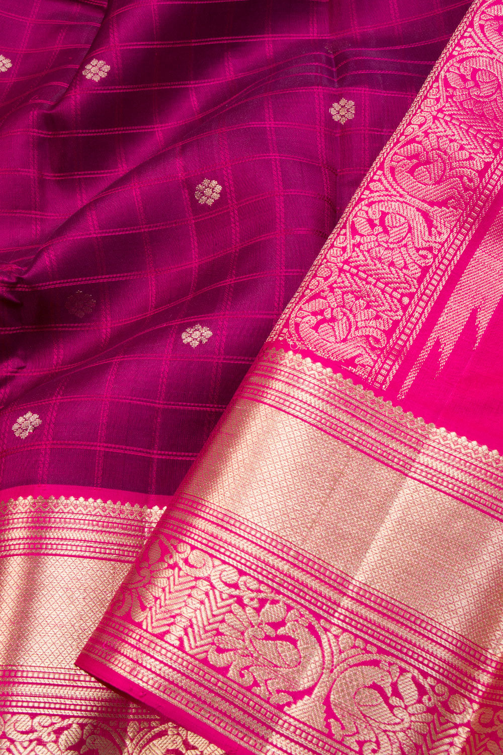 Purple Handloom Threadwork Kanjivaram Silk Saree 10069272 - Avishya