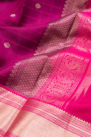 Purple Handloom Threadwork Kanjivaram Silk Saree 10069272 - Avishya
