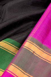 Black Handloom Kanjivaram Soft Silk Saree