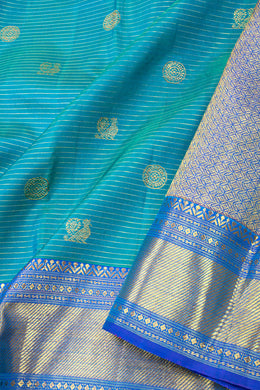 Ocean Blue Bridal Kanjivaram Silk Saree 10075534