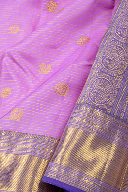  Lavender Rose Bridal Kanjivaram Silk Saree 10075538