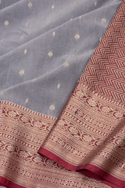  Solid Gray Kanjivaram Vegan Silk Saree 10075589