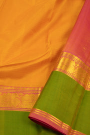 Royal Gold Yellow Kanjivaram Pure Silk Saree WIth Zari Peacock Border 10075603