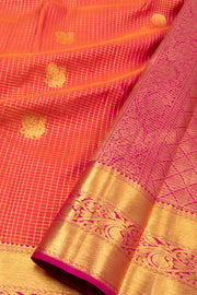 Radical Red Kanjivaram Silk Saree with Checks Design 10075639