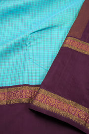 Vivid Cyan Korvai Kanjivaram Silk Saree 10075642