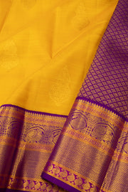  Marigold Korvai Kanjivaram Silk Saree 10075661