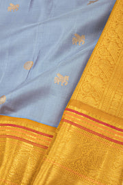 Cadet Gray Korvai Kanjivaram Silk Saree 10075667
