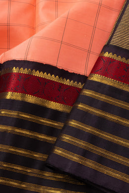 Peach Korvai Pure Zari Kanjivaram Silk Saree 10076126