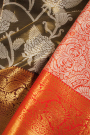 Green Pure Tissue Silk Bridal Jacquard Korvai Kanjivaram Saree 10068039 - Avishya