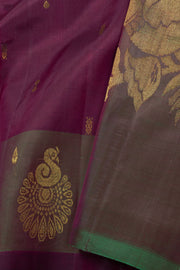 Marron Kanjivaram Pure Silk Saree with Contrast Pallu 10074825