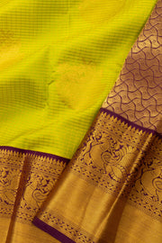 Yellow Kanjivaram Pure Silk Saree with Contrast Pallu 10074835