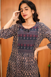 Blue Hand Block Printed Cotton Dress 10062668