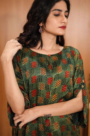 Rustic Green Hand Embroidered Cotton Kurta 